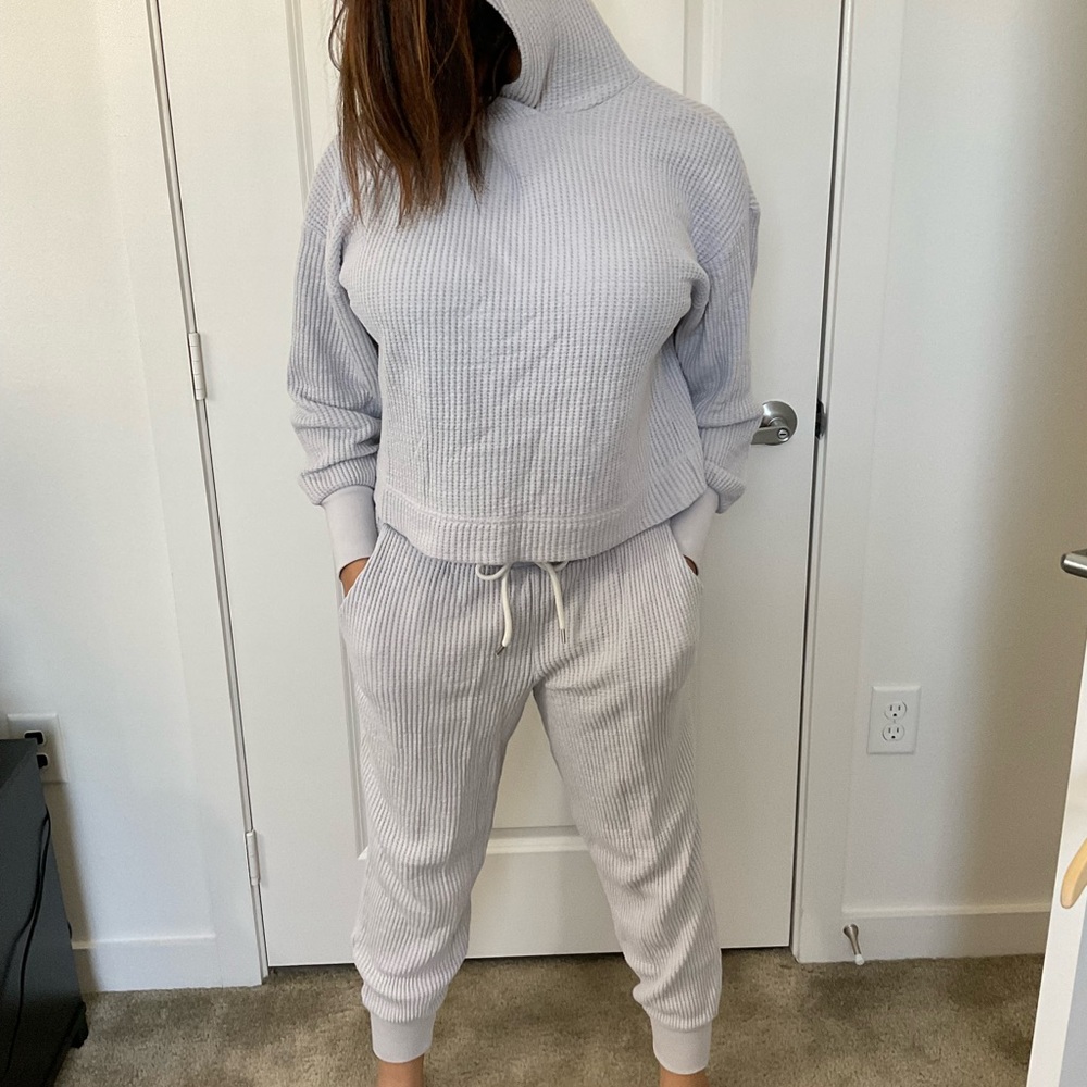 Oversized Light Grey Waffle Knit Two Piece Lounge Set by Gap